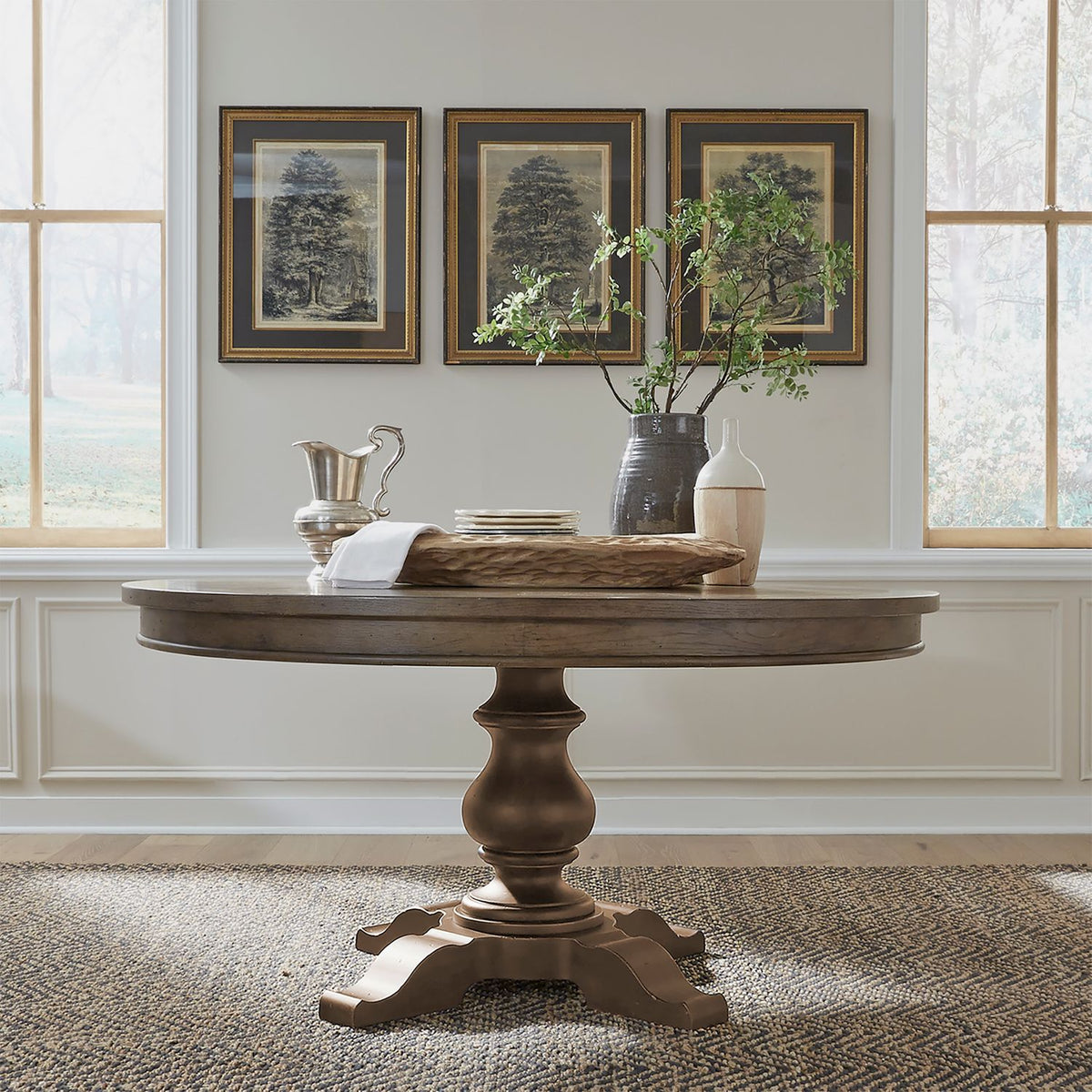 Americana Farmhouse Pedestal Table Elite Furniture Designs